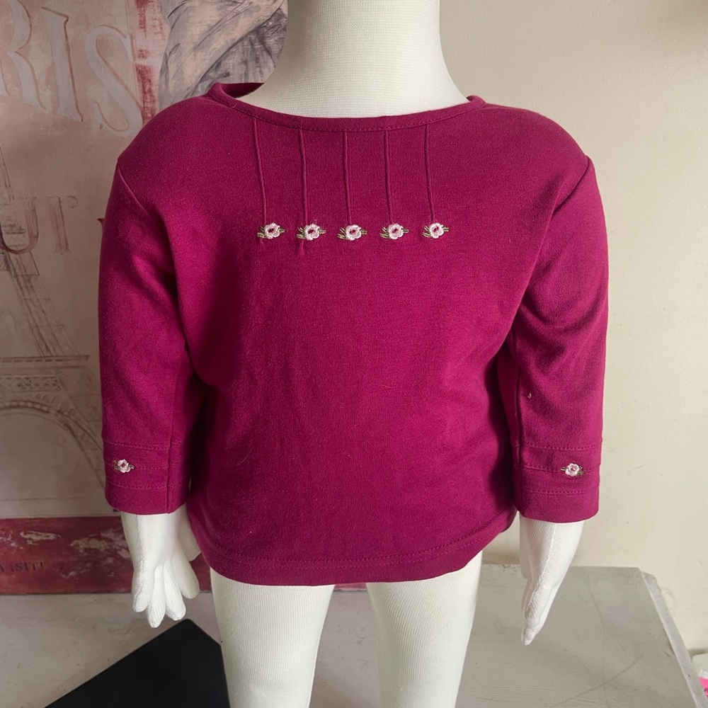 H&M Baby Girl's Pink Long Sleeve Top with Floral Embroidery